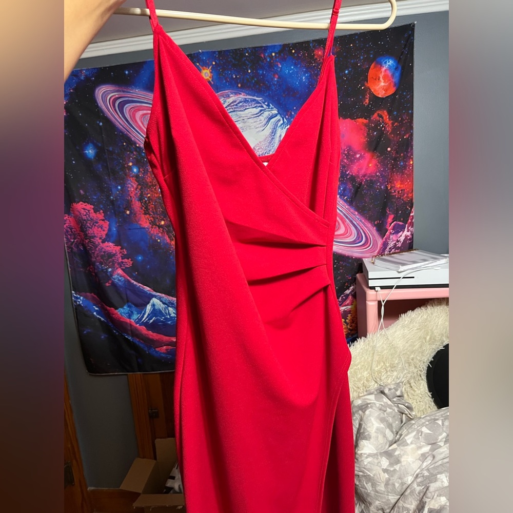 Emerald Sundae ruby side slit prom dress